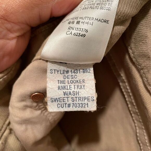 Mother Denim Womens The Looker Fray Sweet Stripes Jeans 25 Tan Tiger Stretchy - Picture 5 of 12